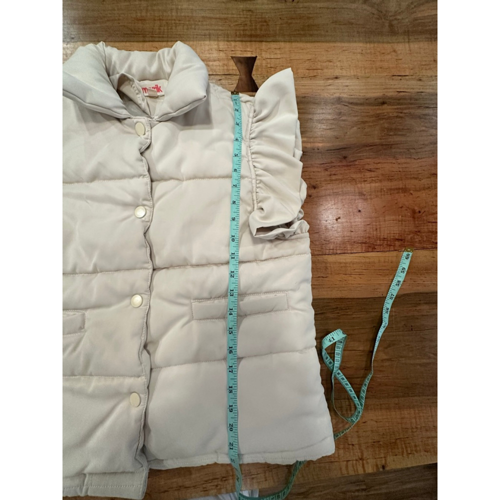 Mazik Cream Ruffle Puffer Vest Boho Fall Layering Medium - Picture 13 of 13